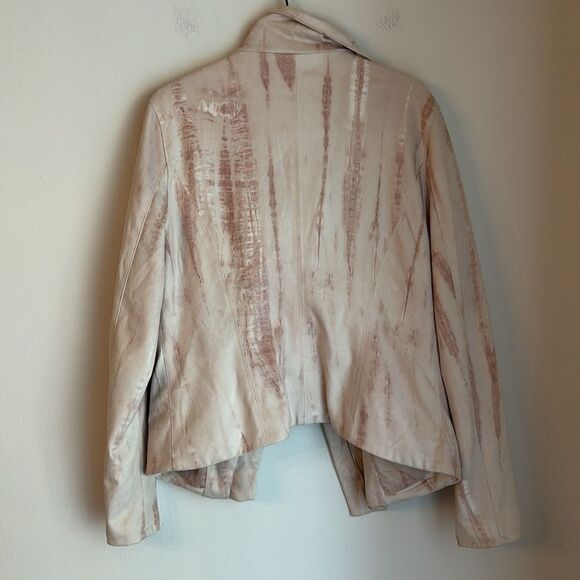 BLANK NYC WOMEN MOTO JACKET TIE DYE BLUSH FAUX BLUSH SUEDE SOFT COAT MEDIUM EUC! - Picture 15 of 15